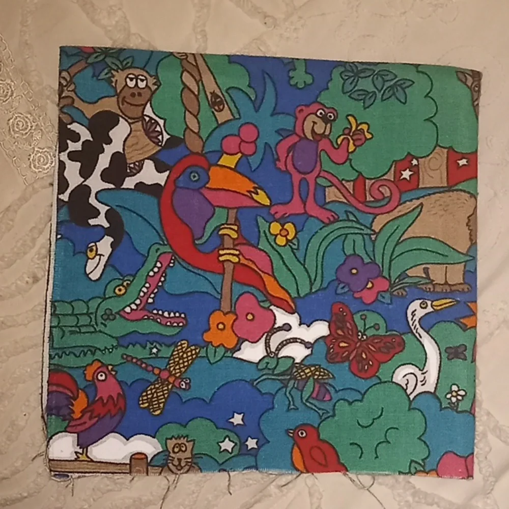 Extra Left Over Fabric Animal Print Noah's Ark Fabric Craft Curtain 44
